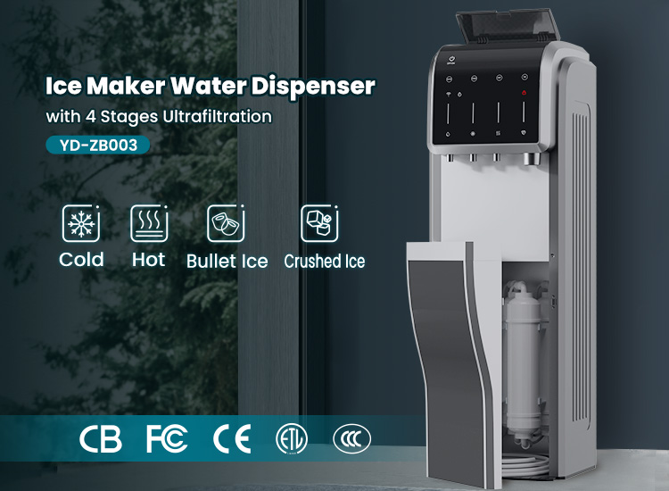 6 IN 1 Water Filter Dispenser with Ice Maker, UF Filtration, Hot and Cold Water